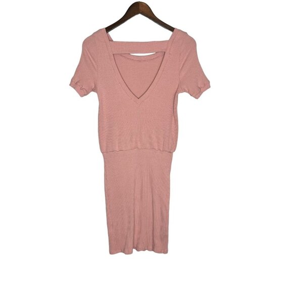 FP Free People Beach Pink Happy Hour Ribbed Mini Dress Size Medium - Picture 2 of 8